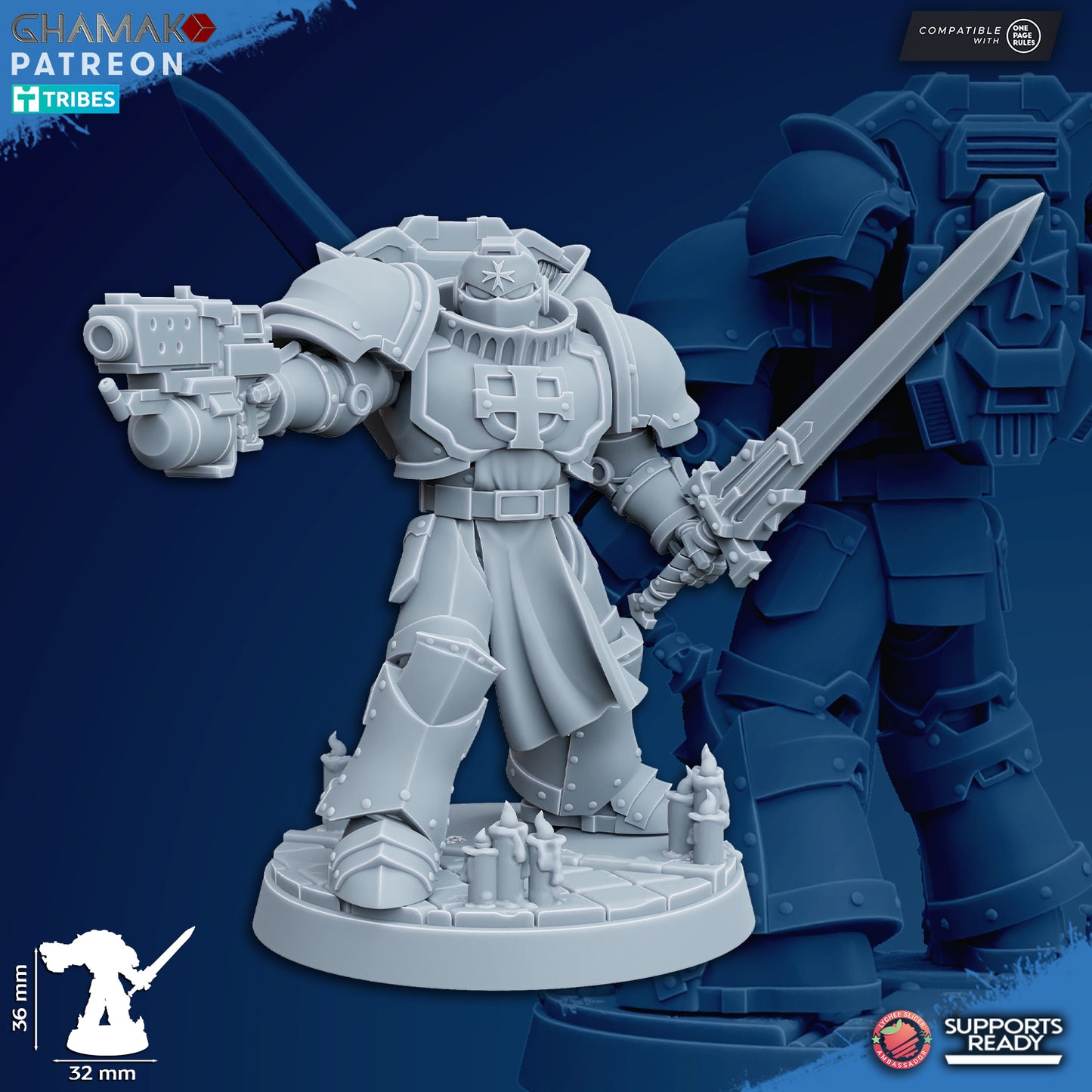 Temple Militum by Ghamak: Sci-fi 28/32mm Heroic Scale Miniature, 36mm tall, 10 Units