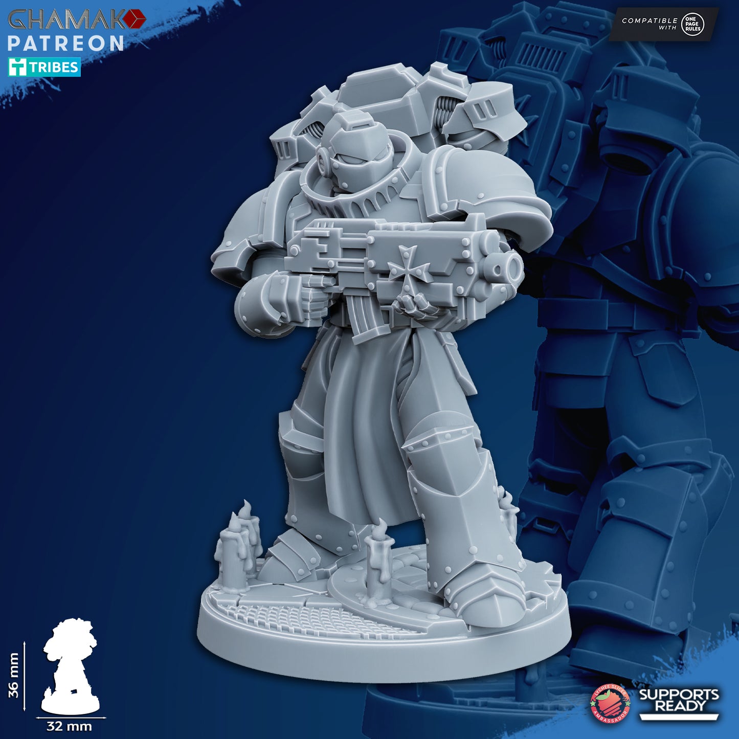 Temple Militum by Ghamak: Sci-fi 28/32mm Heroic Scale Miniature, 36mm tall, 10 Units
