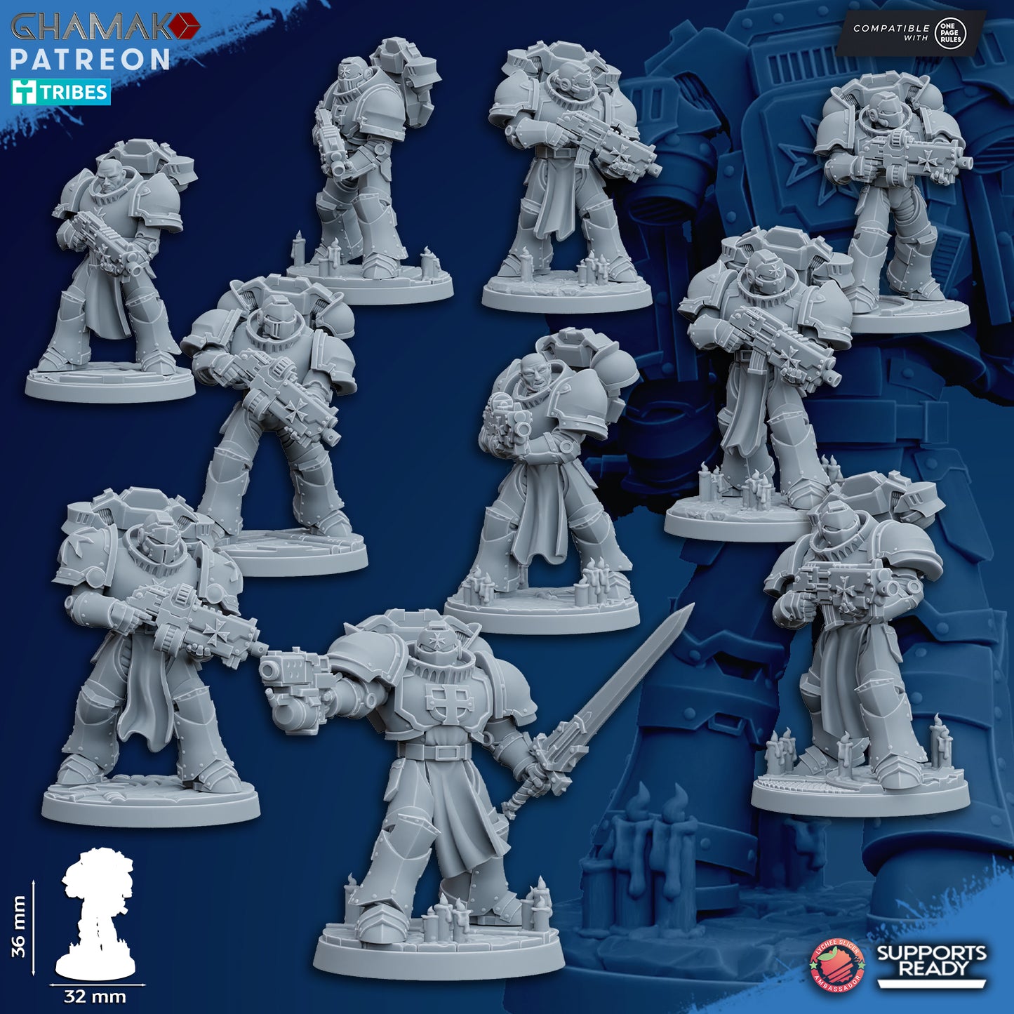 Temple Militum by Ghamak: Sci-fi 28/32mm Heroic Scale Miniature, 36mm tall, 10 Units