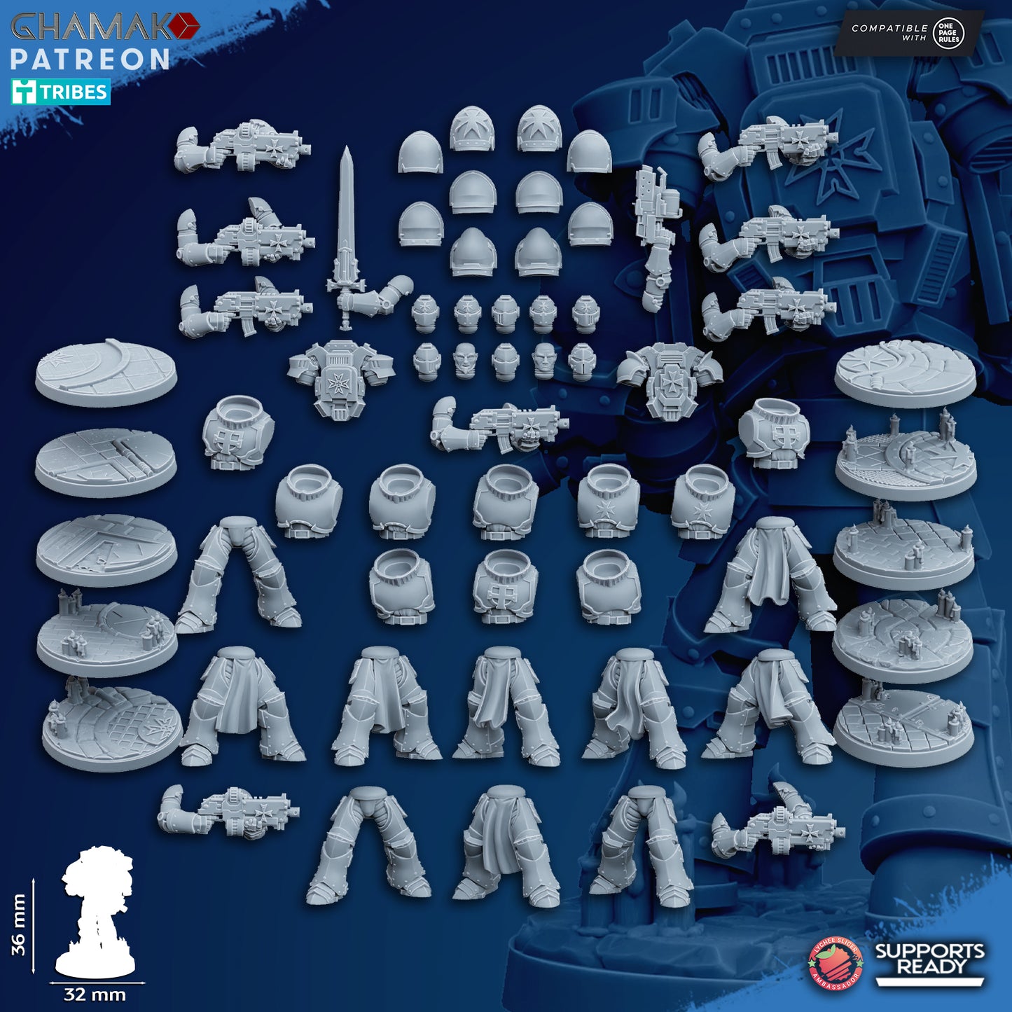 Temple Militum by Ghamak: Sci-fi 28/32mm Heroic Scale Miniature, 36mm tall, 10 Units