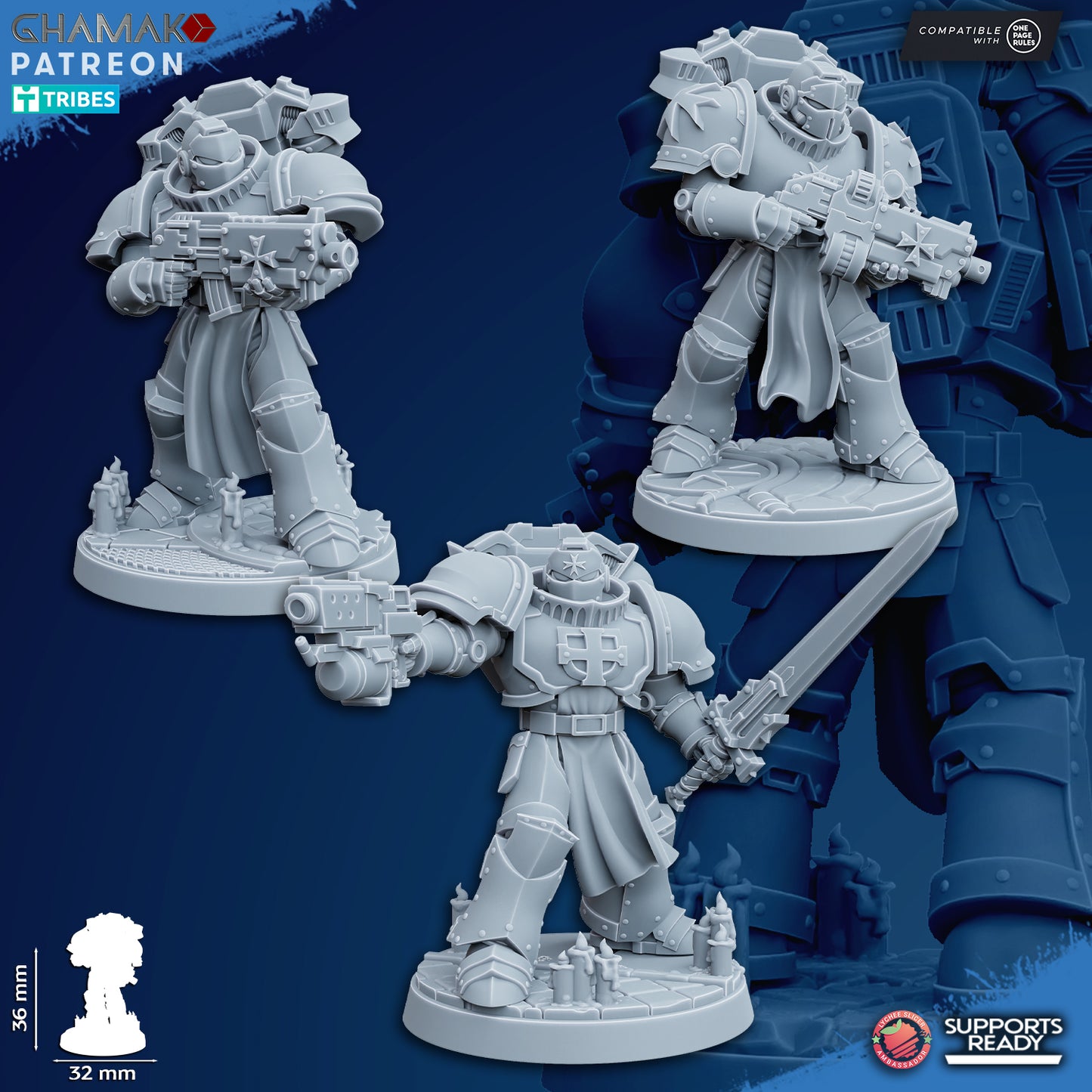 Temple Militum by Ghamak: Sci-fi 28/32mm Heroic Scale Miniature, 36mm tall, 10 Units