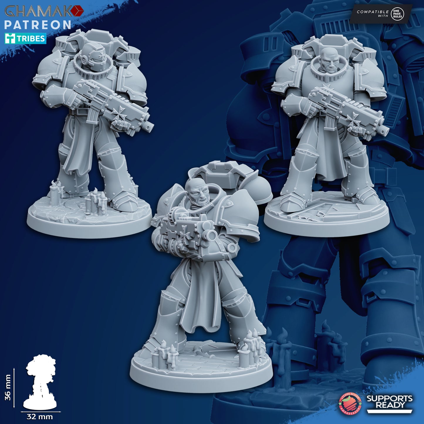 Temple Militum by Ghamak: Sci-fi 28/32mm Heroic Scale Miniature, 36mm tall, 10 Units