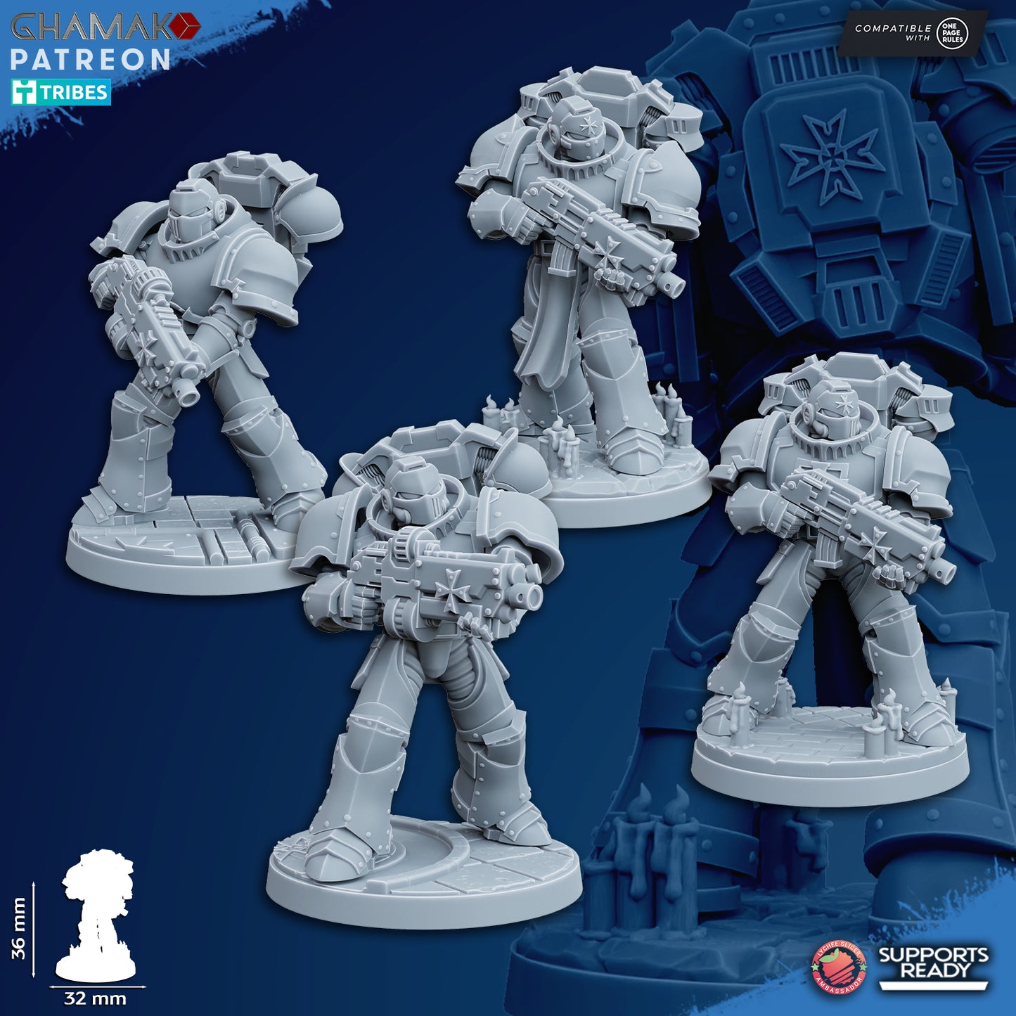 Temple Militum by Ghamak: Sci-fi 28/32mm Heroic Scale Miniature, 36mm tall, 10 Units