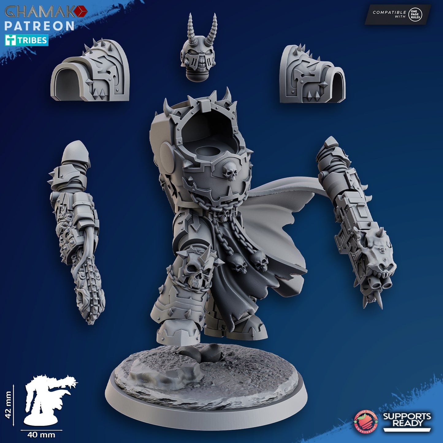 Exterminator Lord 2 by Ghamak 28/32mm Scale Miniature, 42mm tall