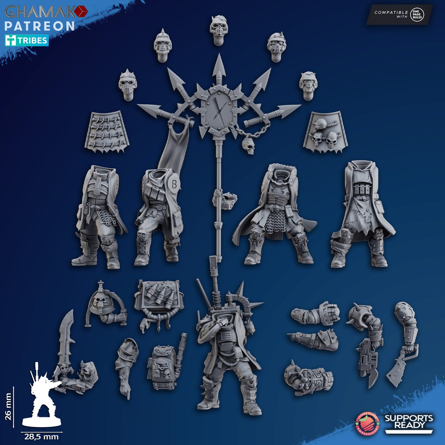 Dictator Squad by Ghamak, 28/32mm Heroic Scale Miniature, 26mm tall, 5 Units