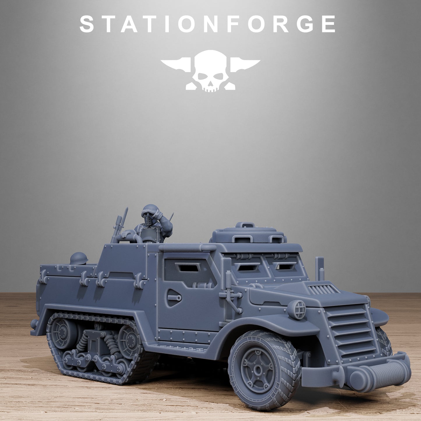 Free Guard Halftrack by Station Forge 28/32mm Heroic Scale Miniature, 150mm, Tank, Resin Model