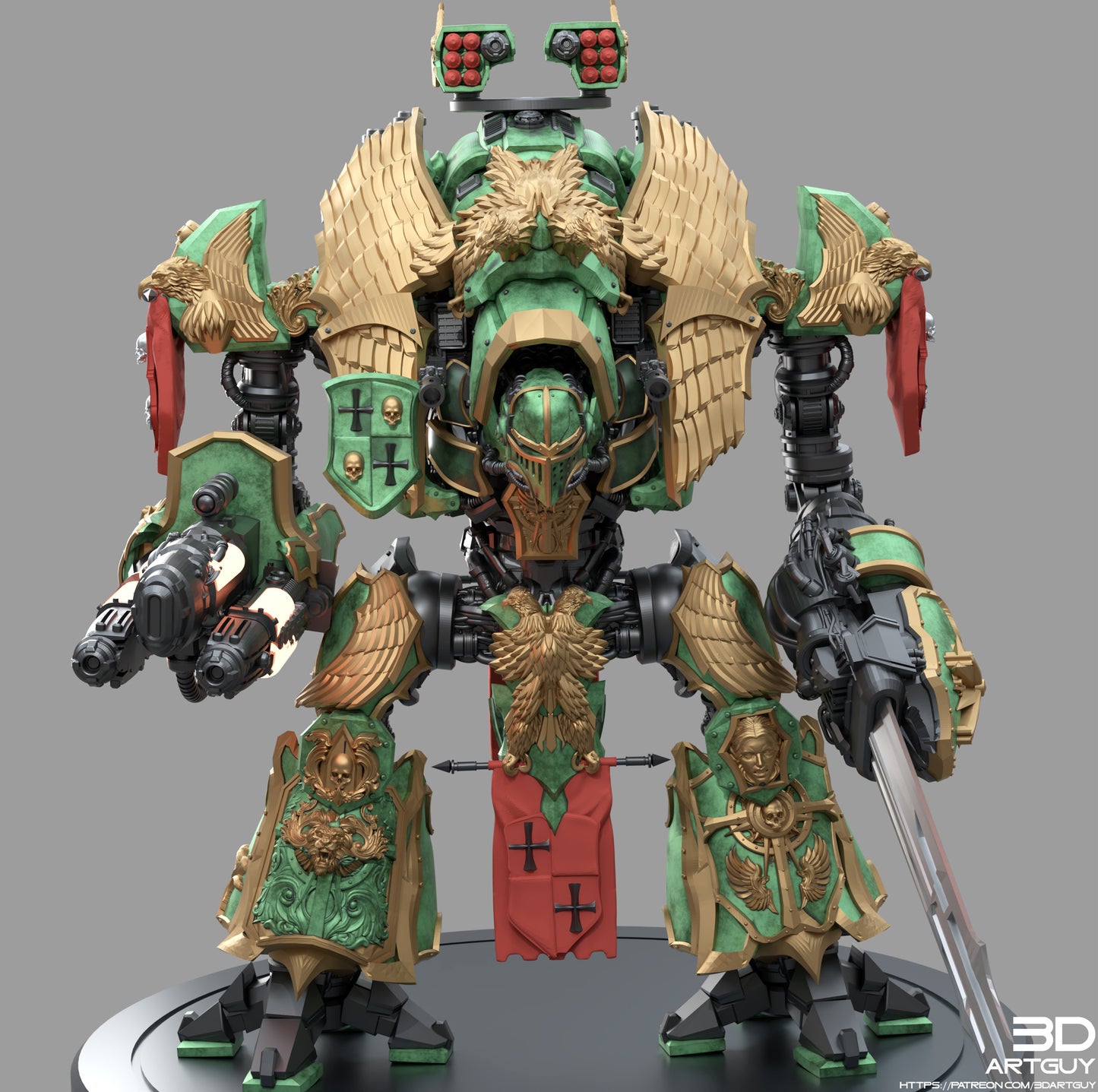 Medieval Mech Knight by 3DArtGuy 32mm scale, 50, 180mm, Miniature War Gaming Figure (Copy)