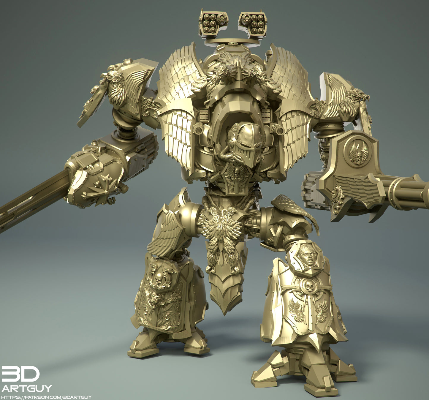 Medieval Mech Knight by 3DArtGuy 32mm scale, 50, 180mm, Miniature War Gaming Figure (Copy)