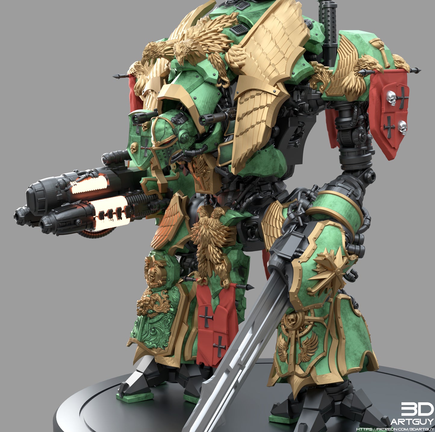 Medieval Mech Knight by 3DArtGuy 32mm scale, 50, 180mm, Miniature War Gaming Figure (Copy)