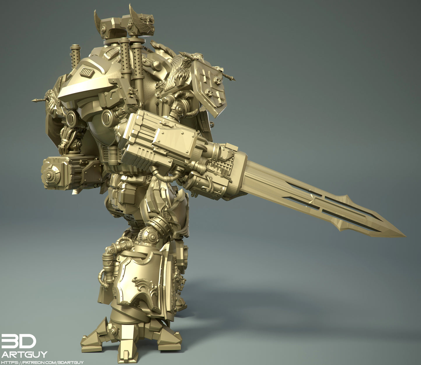 Medieval Mech Knight by 3DArtGuy 32mm scale, 50, 180mm, Miniature War Gaming Figure (Copy)