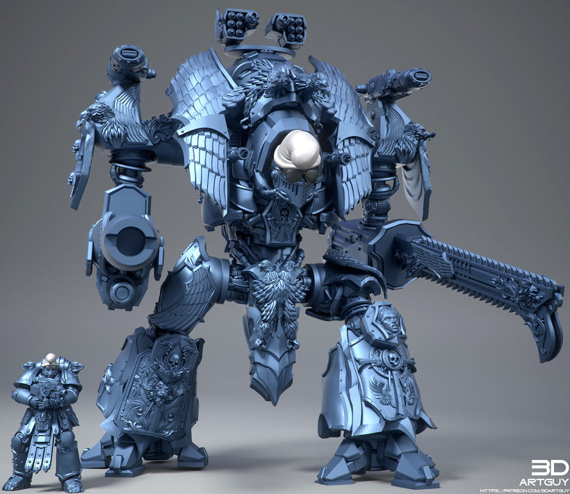 Medieval Mech Knight by 3DArtGuy 32mm scale, 50, 180mm, Miniature War Gaming Figure (Copy)