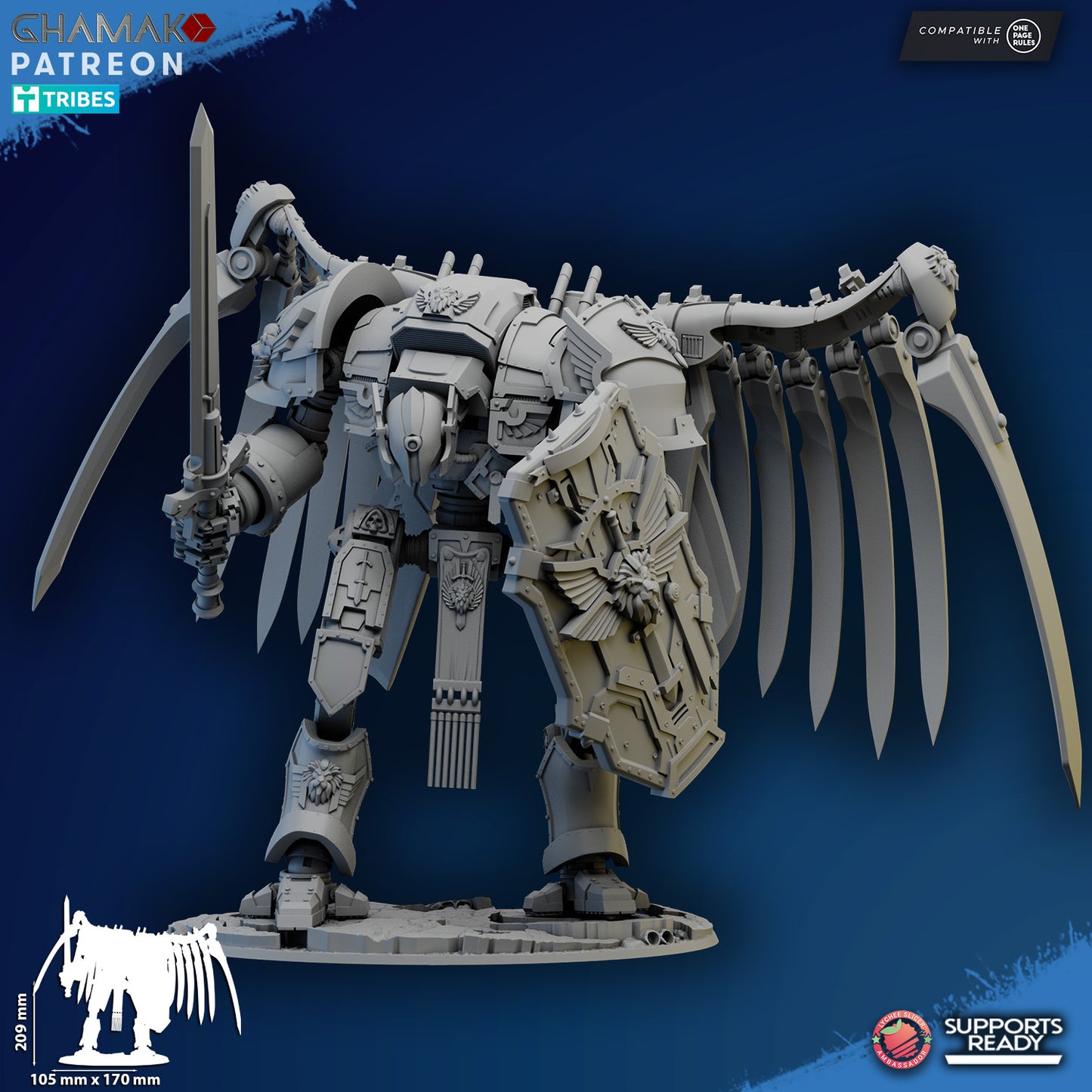 Angelic Titan by Ghamak 28/32mm Scale Miniature, 209x170mm