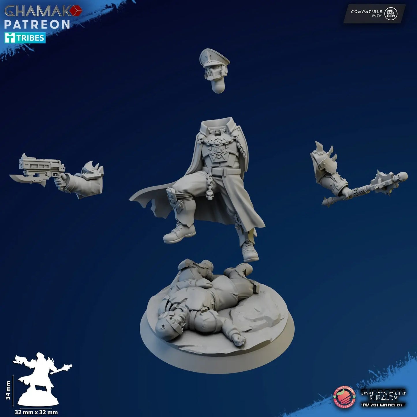 Corrupted Commissar by Ghamak Fantasy 28/32mm Scale Miniature, 34mm tall My Store