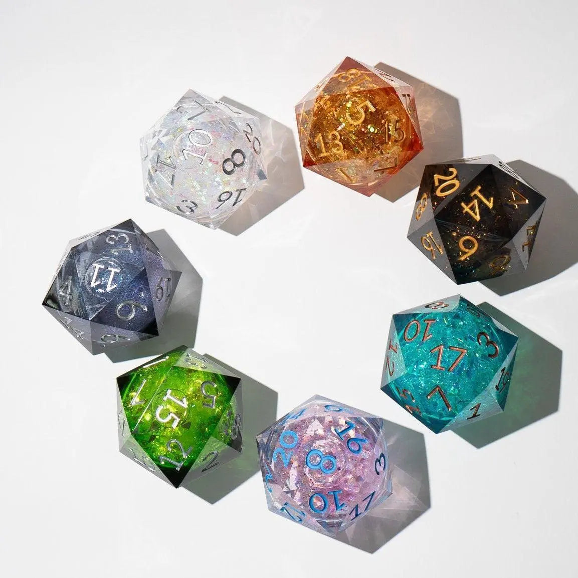 Massive Gold And Glitter Fireball Liquid Core 95MM Chonk Handmade Resin Dice And Box Runic Dice