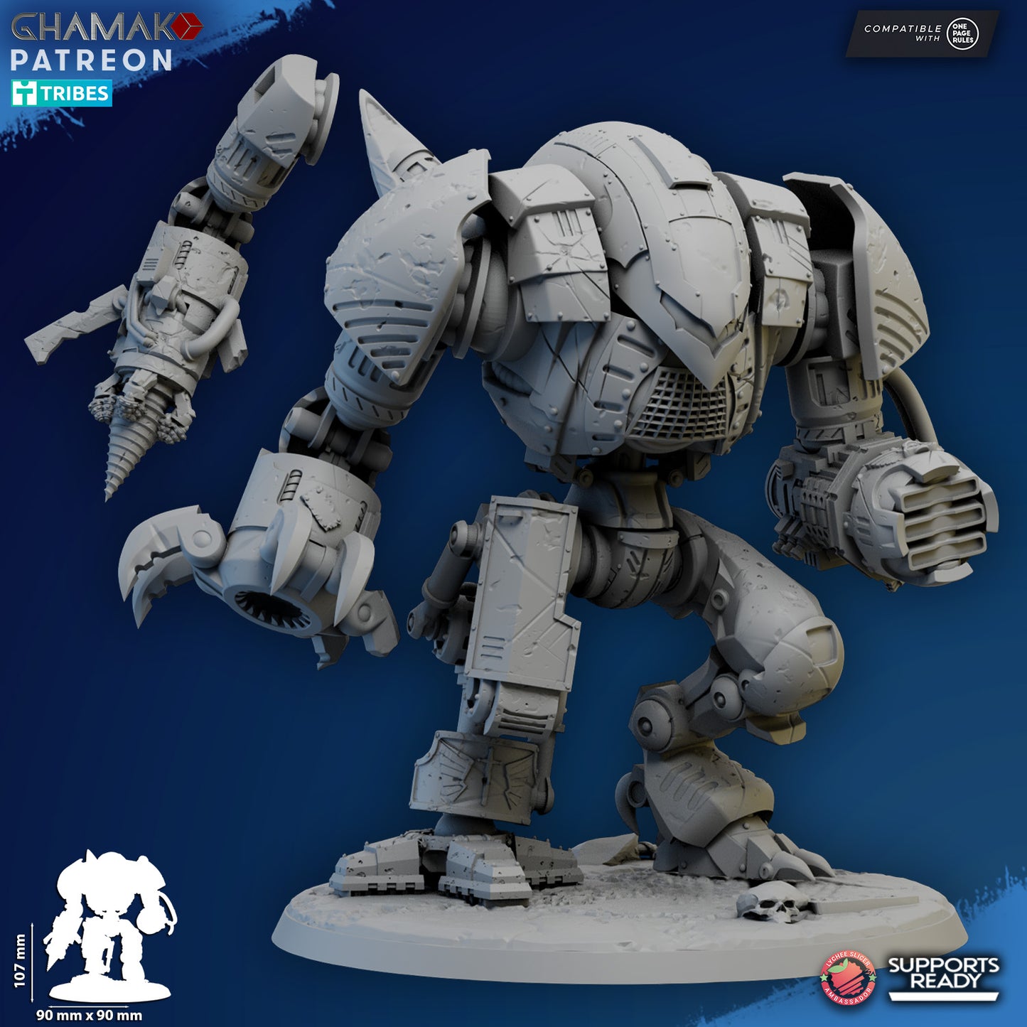 War Droid Repaired by Ghamak Fantasy 28/32mm Scale Miniature, 107mm Tall