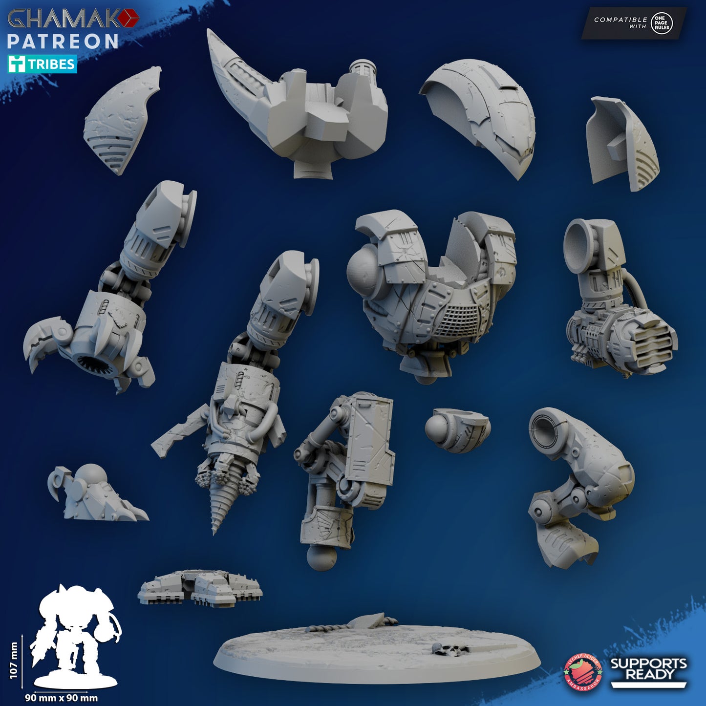 War Droid Repaired by Ghamak Fantasy 28/32mm Scale Miniature, 107mm Tall