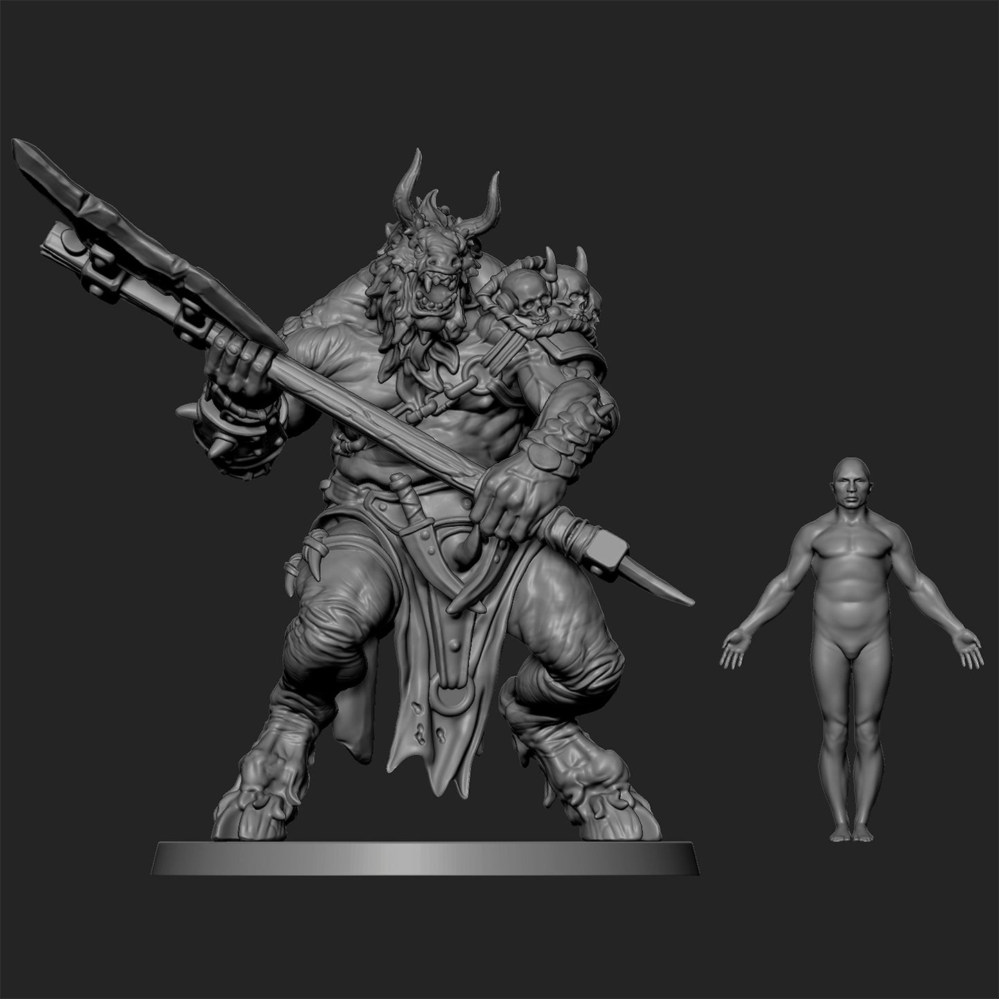 Beastman Brutes by Tales Keeper, 60mm Miniature, 28/32mm Scale, Fantasy War Gaming Figure
