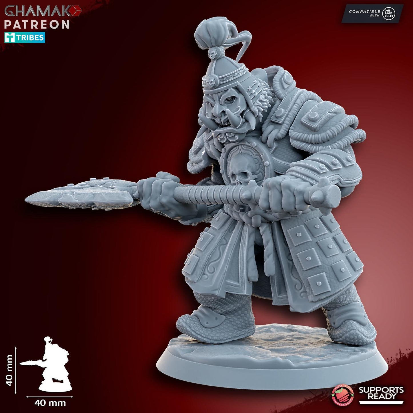 Grey Waste Orc by Ghamak Fantasy 28mm Scale Miniature, 40mm tall, 10 Units