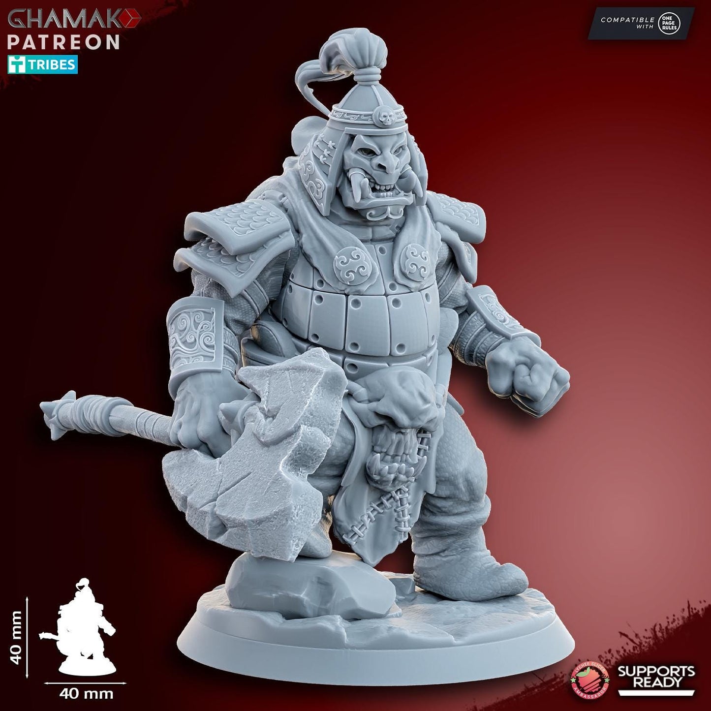 Grey Waste Orc by Ghamak Fantasy 28mm Scale Miniature, 40mm tall, 10 Units