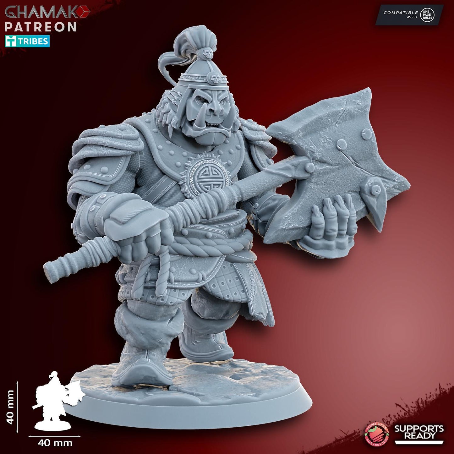Grey Waste Orc by Ghamak Fantasy 28mm Scale Miniature, 40mm tall, 10 Units