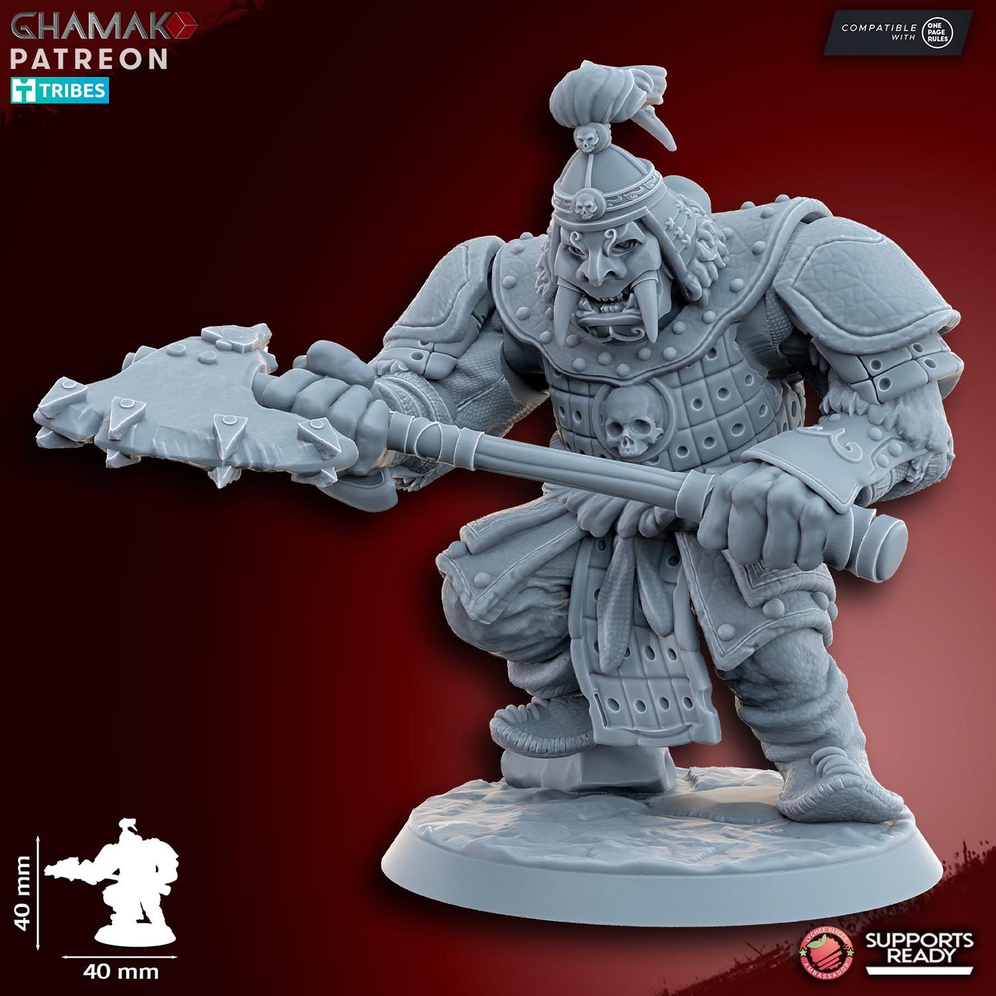 Grey Waste Orc by Ghamak Fantasy 28mm Scale Miniature, 40mm tall, 10 Units
