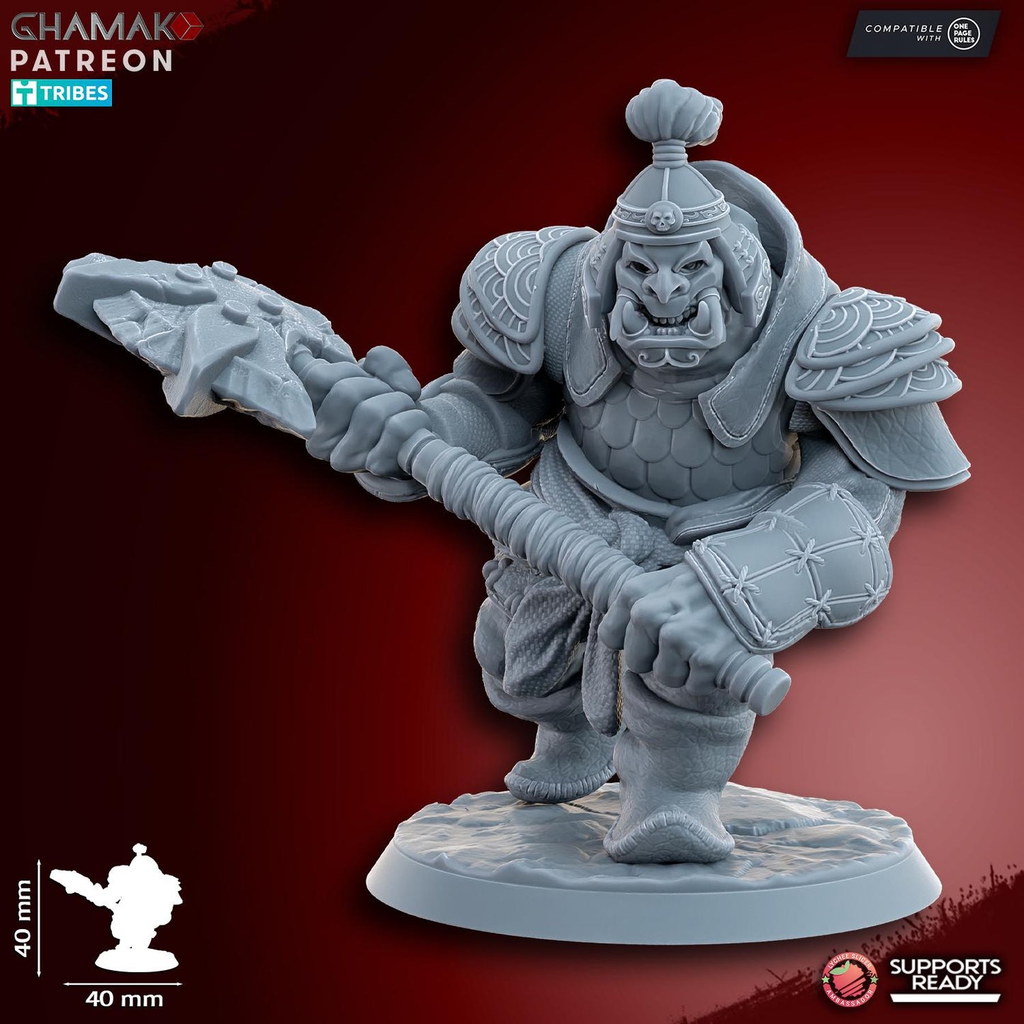 Grey Waste Orc by Ghamak Fantasy 28mm Scale Miniature, 40mm tall, 10 Units