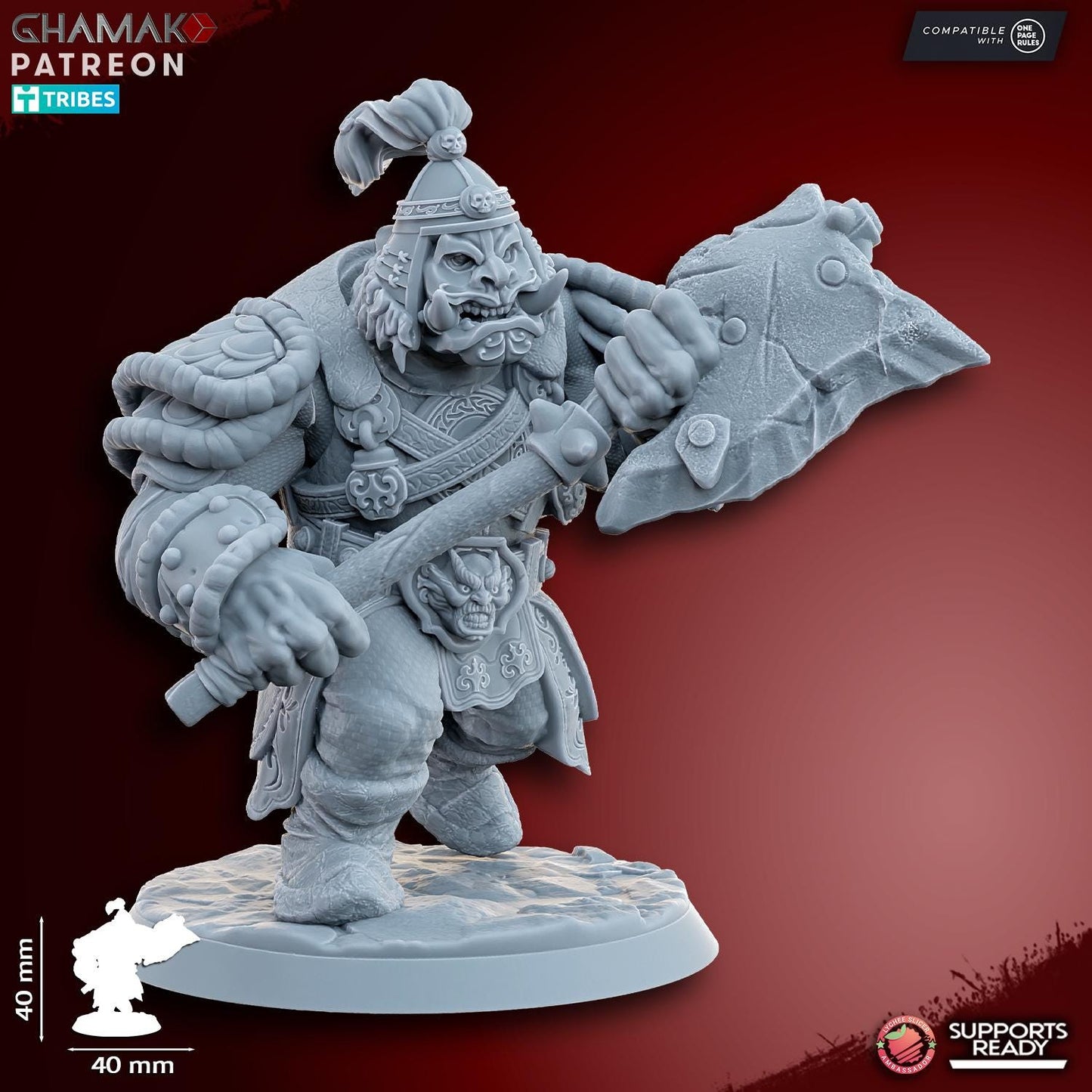 Grey Waste Orc by Ghamak Fantasy 28mm Scale Miniature, 40mm tall, 10 Units