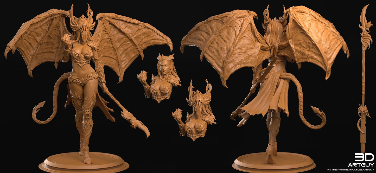 Succubus by 3DArtGuy 32mm scale, 100mm, Miniature War Gaming Figure, Fantasy, Monster, DnD