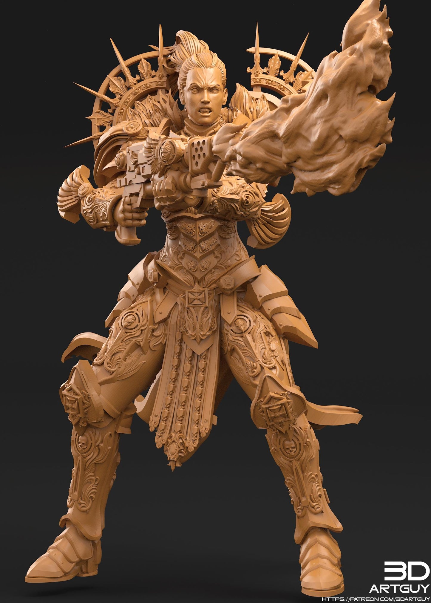 Angry Paladin by 3DArtGuy 32mm scale, 50mm or 100mm, Miniature War Gaming Figure