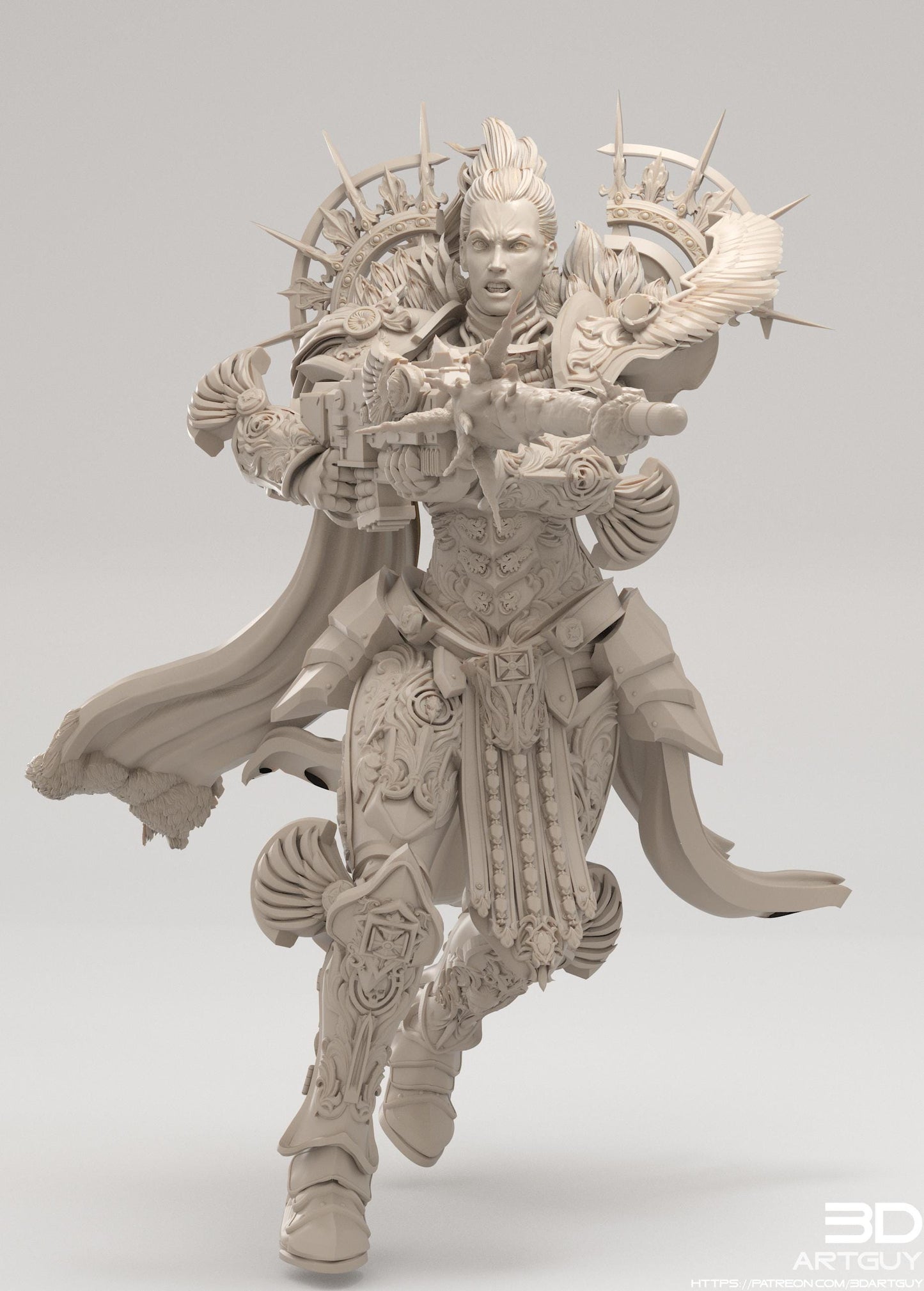 Angry Paladin by 3DArtGuy 32mm scale, 50mm or 100mm, Miniature War Gaming Figure