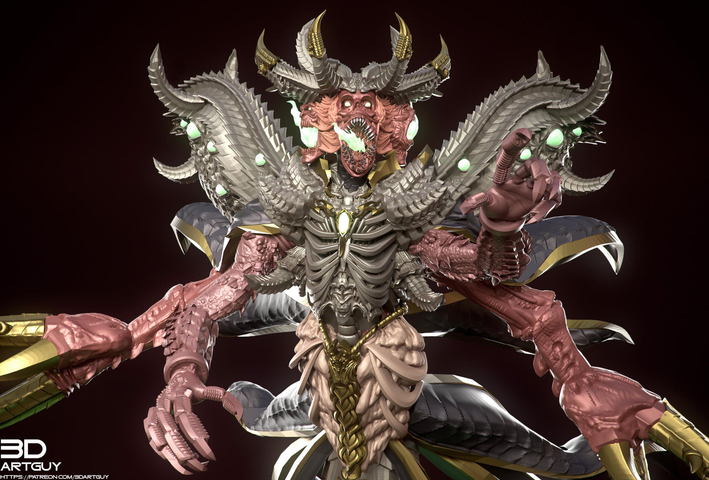 Falsehood Demon by 3DArtGuy 32mm scale, 50 or 100mm, Miniature War Gaming Figure, Fantasy, Proxy for Belial, DnD, 2 Versions