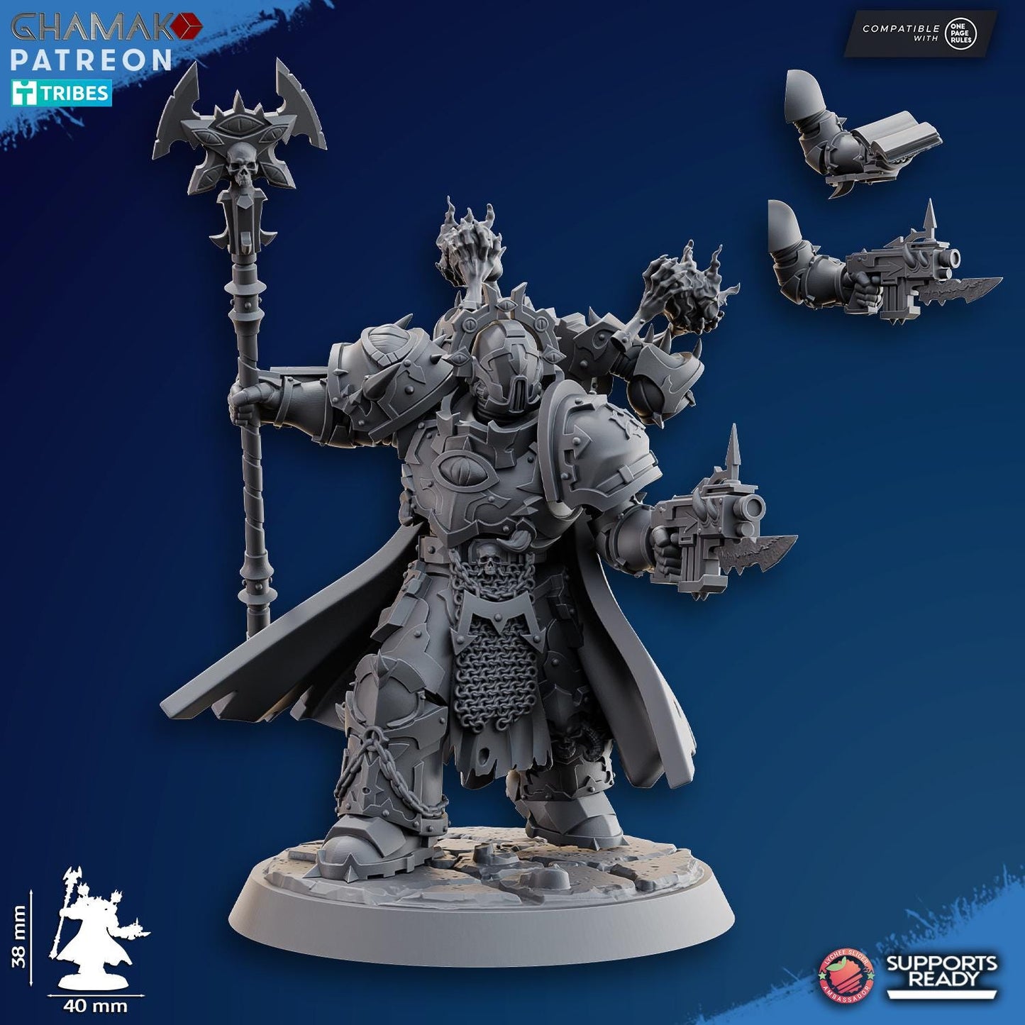 Heretic Warlock 2 by Ghamak Fantasy 28mm Scale Miniature, 38mm tall