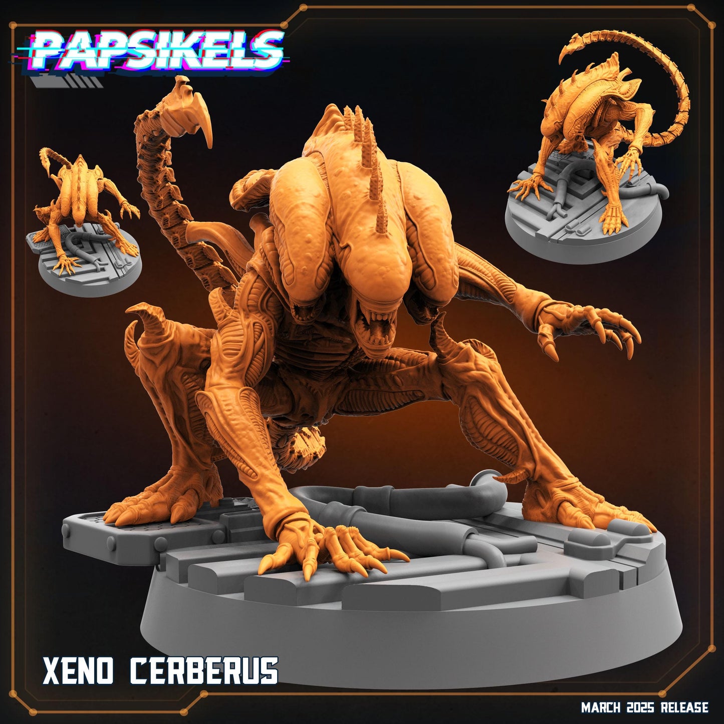Xeno Cerberus by Papsikels Miniature, 30mm Miniature, 32mm Scale, War Gaming, Proxy for Alien, Table top gaming, Sci-fi, Aliens