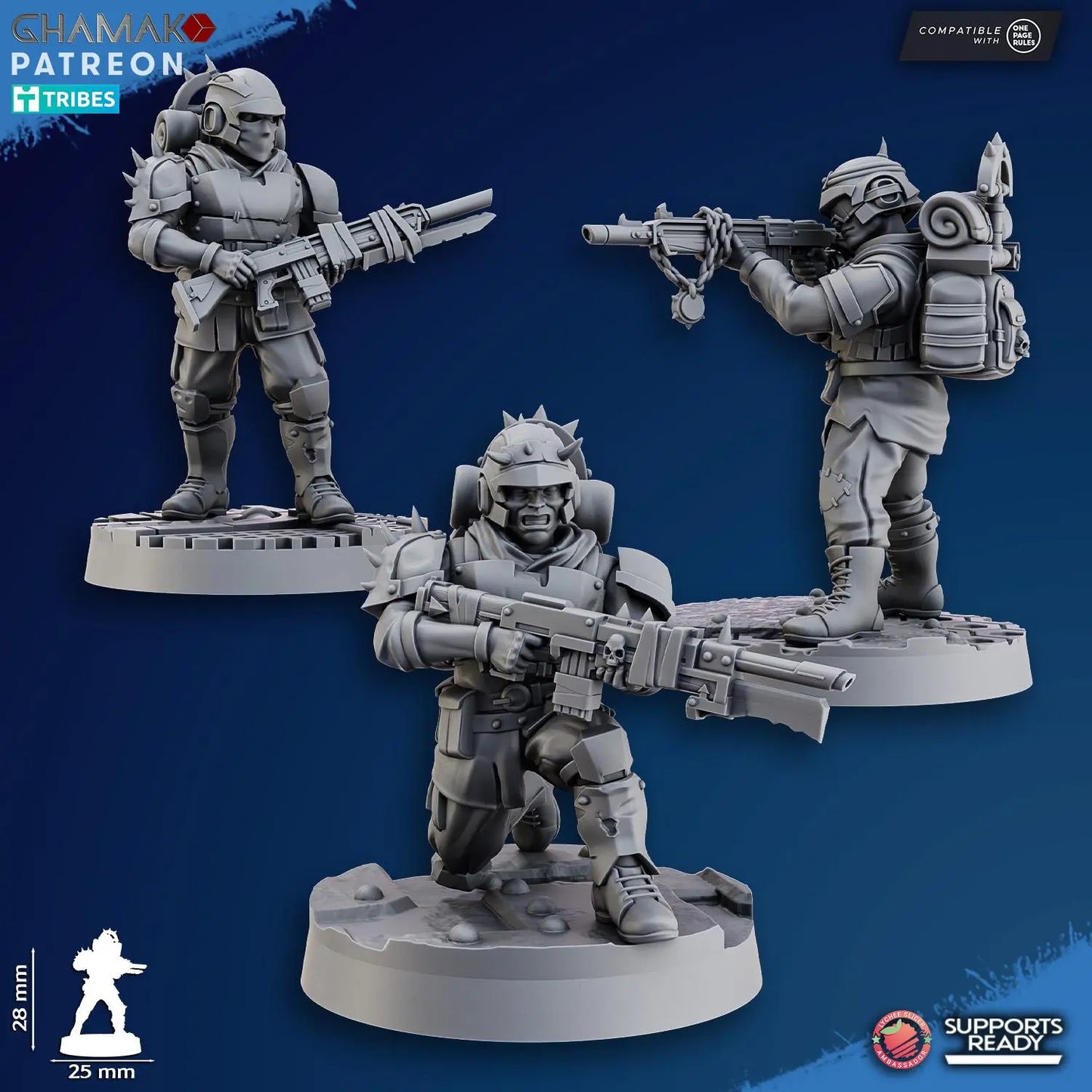 Fell Strike Squad (corrupted assault team) by Ghamak Sci-fi 28mm Heroic Scale Miniature, 28mm tall, 10 Units, Proxy, Grimdark, Sci-Fi, OPR