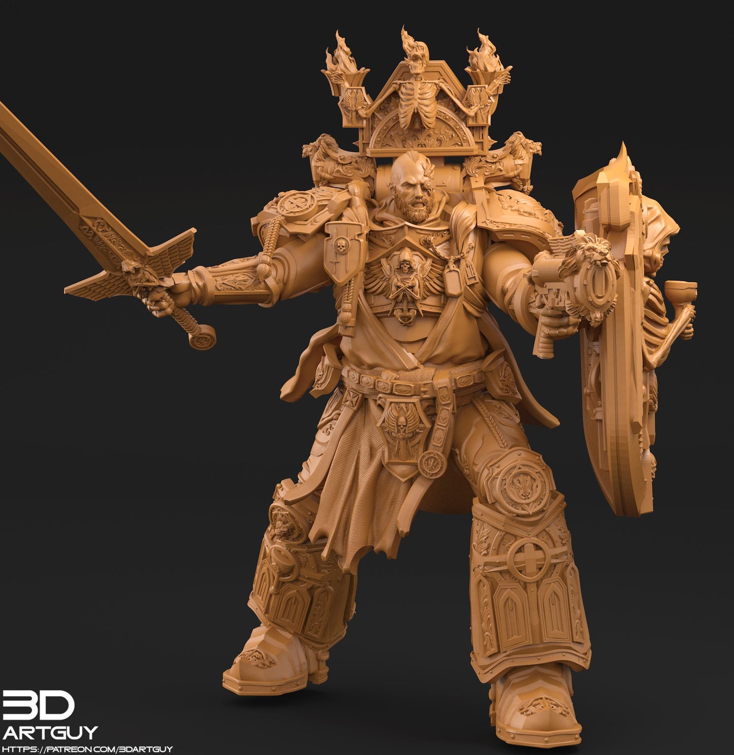 Grim Knight by 3DArtGuy 32mm scale, 50mm or 100mm, Miniature War Gaming Figure, Grim Dark, Proxy, Terminator, Death Wing, I, Angel