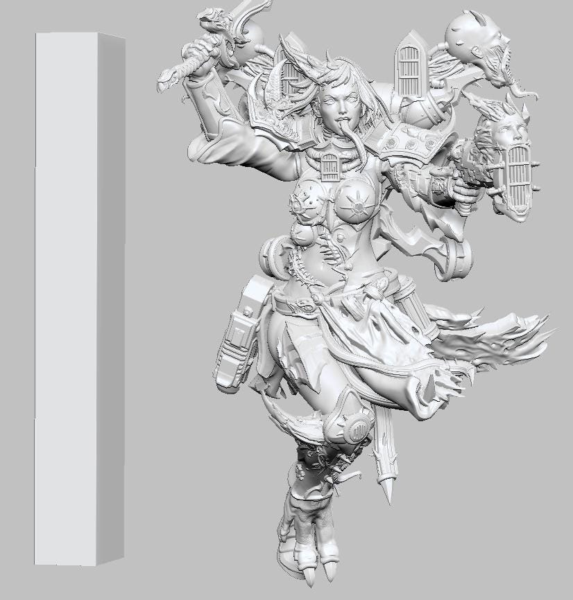 Noisy Sister by 3DArtGuy 32mm scale, 50mm or 100mm, Miniature War Gaming Figure