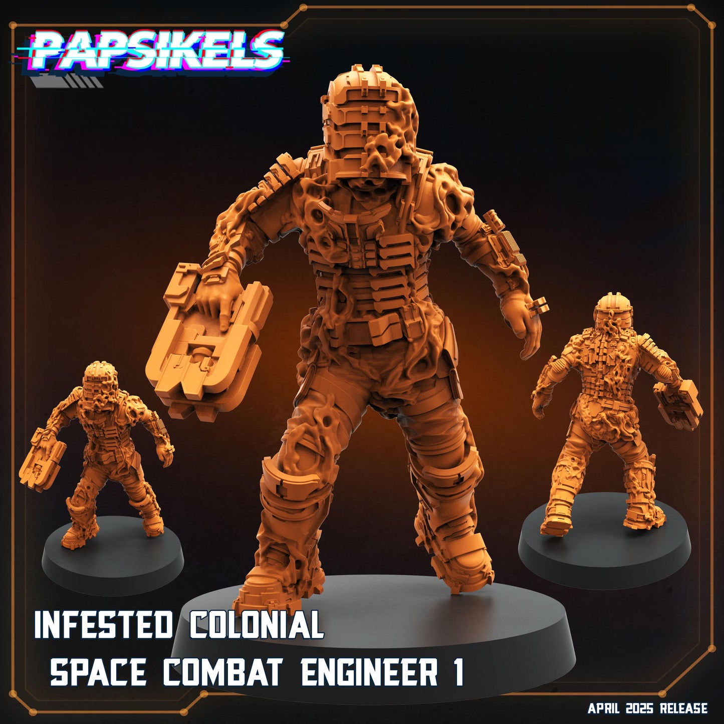 Infested Colonial Space Engineers by Papsikels Miniature, 32mm Heroic Scale, War Gaming, Proxy for Dead Space, Aliens vs Humans, Sci-fi