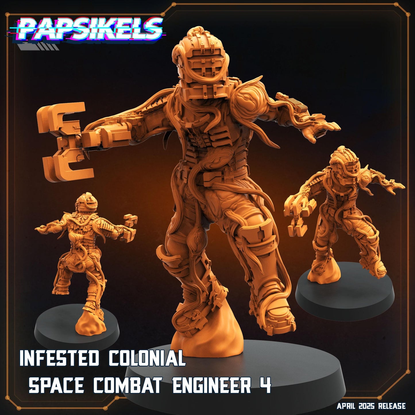 Infested Colonial Space Engineers by Papsikels Miniature, 32mm Heroic Scale, War Gaming, Proxy for Dead Space, Aliens vs Humans, Sci-fi