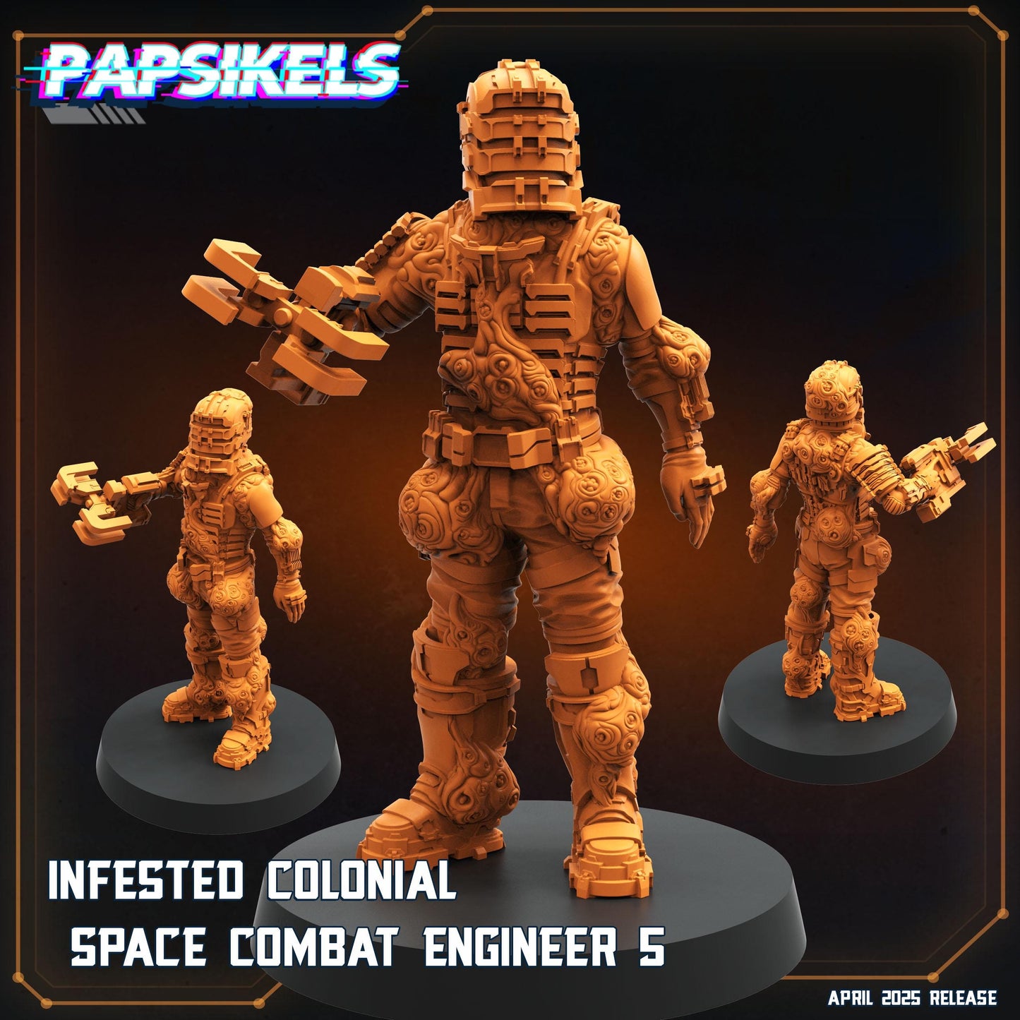 Infested Colonial Space Engineers by Papsikels Miniature, 32mm Heroic Scale, War Gaming, Proxy for Dead Space, Aliens vs Humans, Sci-fi