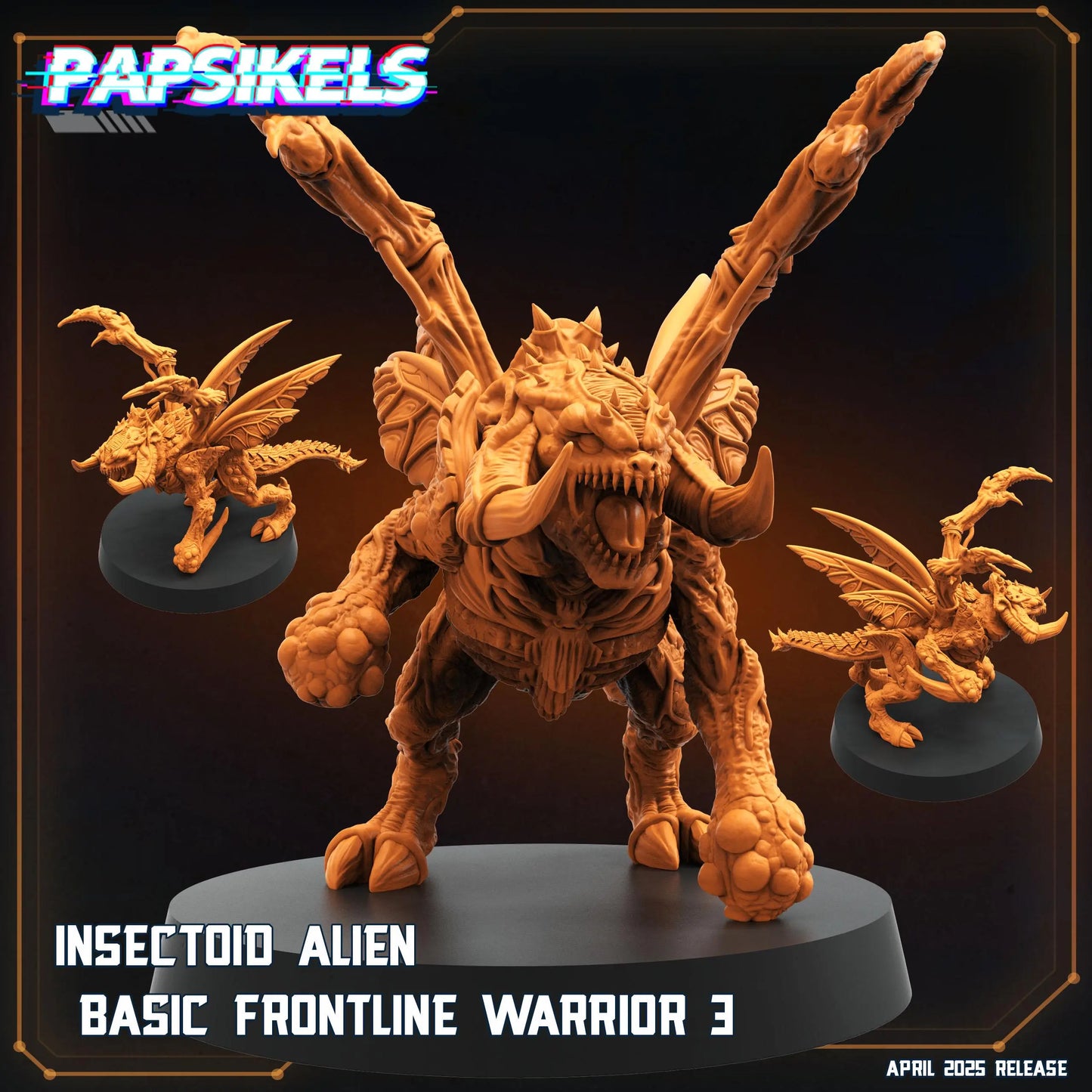 Insectoid Alien Basic Frontline Warrior by Papsikels Miniature, 32mm Heroic Scale, War Gaming, Proxy for Alien, Aliens vs Humans, Sci-fi