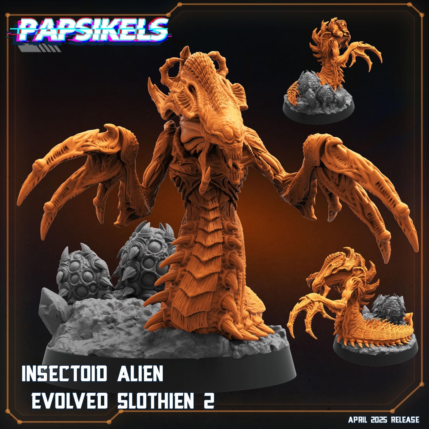 Insectoid Alien Evolved Slothien by Papsikels Miniature, 32mm Heroic Scale, War Gaming, Proxy for Alien, Aliens vs Humans, Sci-fi