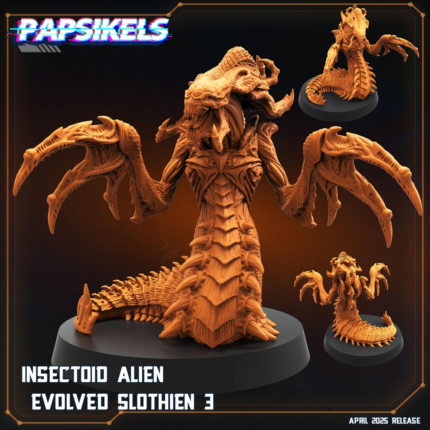 Insectoid Alien Evolved Slothien by Papsikels Miniature, 32mm Heroic Scale, War Gaming, Proxy for Alien, Aliens vs Humans, Sci-fi