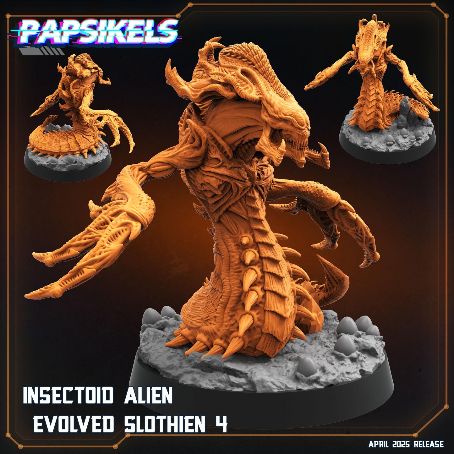 Insectoid Alien Evolved Slothien by Papsikels Miniature, 32mm Heroic Scale, War Gaming, Proxy for Alien, Aliens vs Humans, Sci-fi