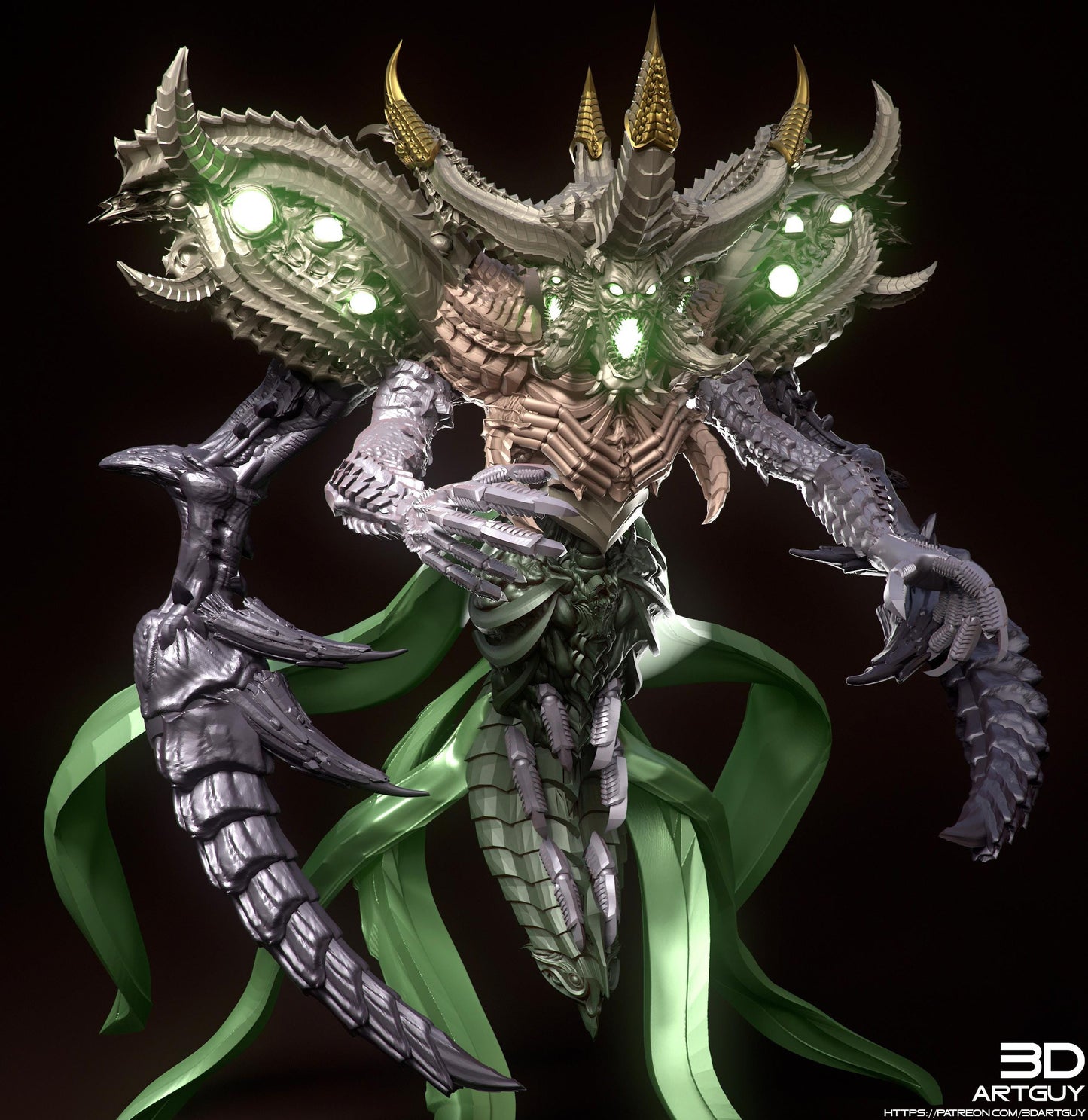 Falsehood Demon by 3DArtGuy 32mm scale, 50 or 100mm, Miniature War Gaming Figure, Fantasy, Proxy for Belial, DnD, 2 Versions