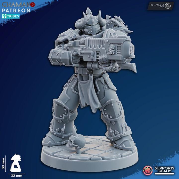 Traitor Militum Melee by Ghamak Sci-fi 28mm Heroic Scale Miniature, 38mm tall, 6-10 Units, Proxy, Grimdark, Sci-Fi, One Page Rules Comp