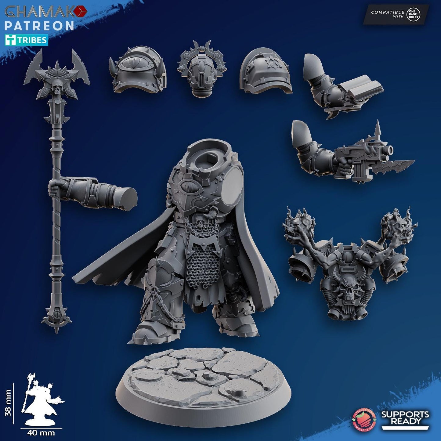 Heretic Warlock 2 by Ghamak Fantasy 28mm Scale Miniature, 38mm tall