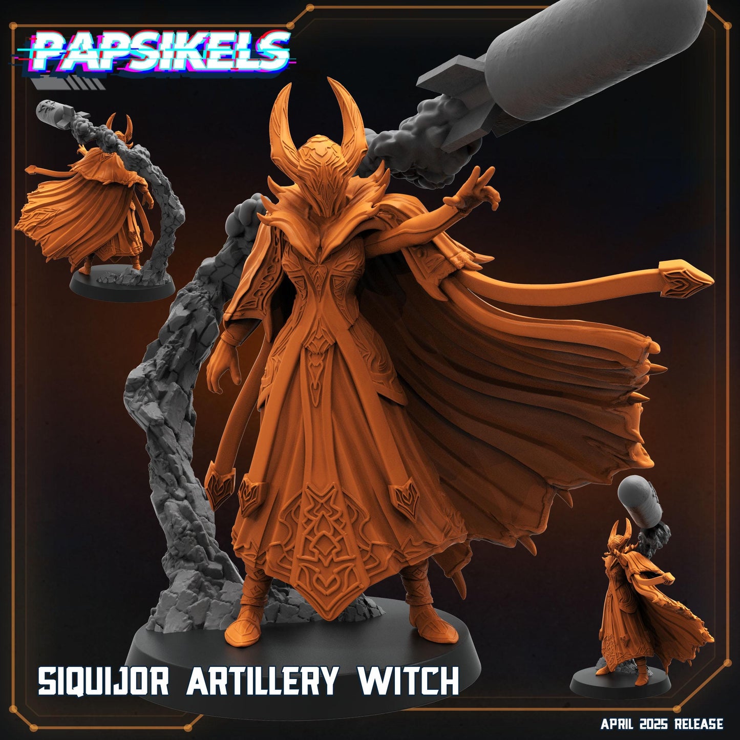 Siquijor Artillery Witch by Papsikels Miniature, 35mm Miniature, 32mm Heroic Scale, War Gaming, Proxy, Trench Crusade, Tabletop gaming