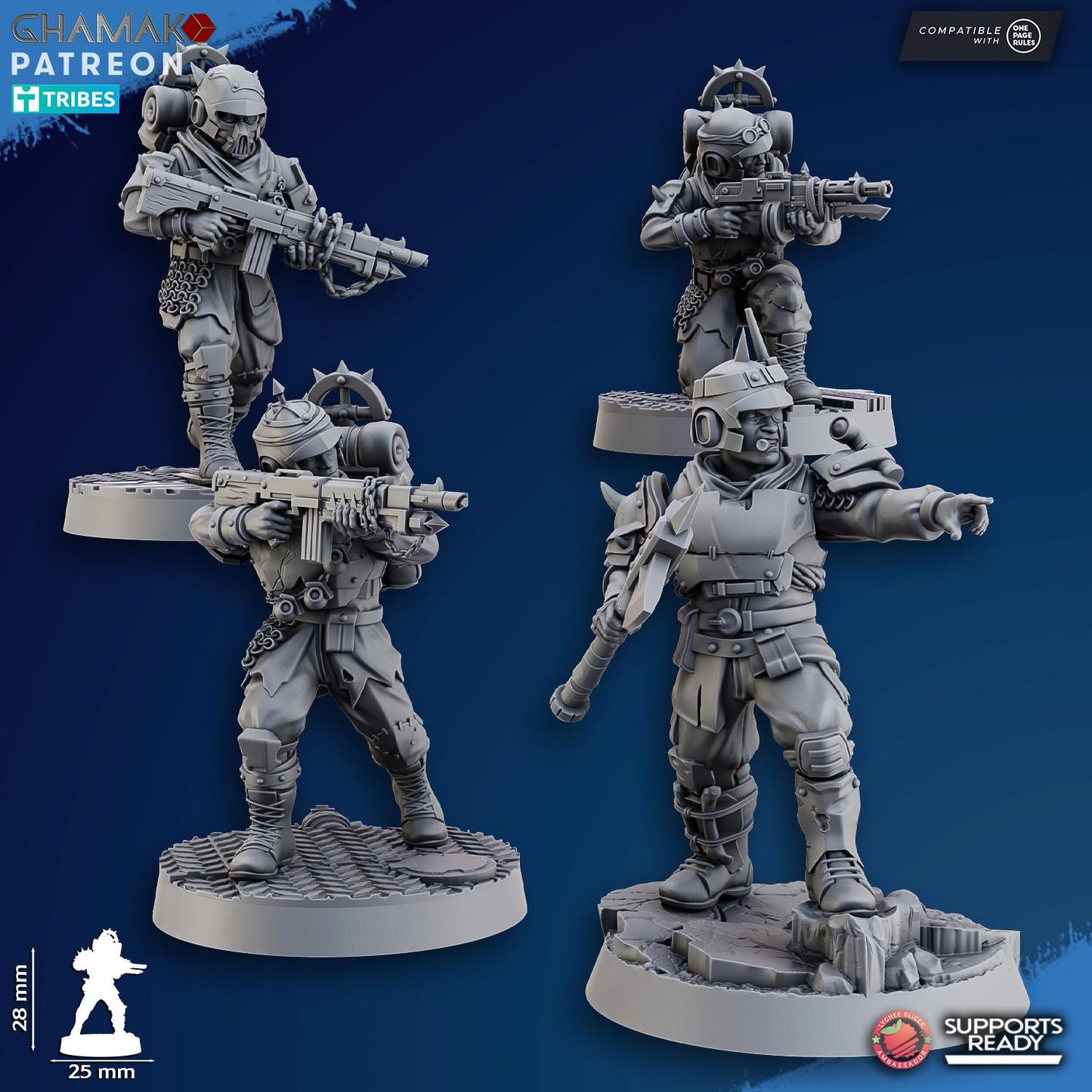Fell Strike Squad (corrupted assault team) by Ghamak Sci-fi 28mm Heroic Scale Miniature, 28mm tall, 10 Units, Proxy, Grimdark, Sci-Fi, OPR