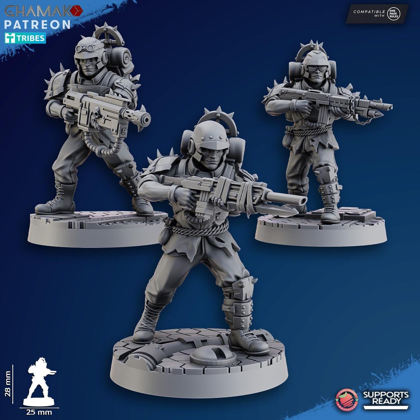 Fell Strike Squad (corrupted assault team) by Ghamak Sci-fi 28mm Heroic Scale Miniature, 28mm tall, 10 Units, Proxy, Grimdark, Sci-Fi, OPR