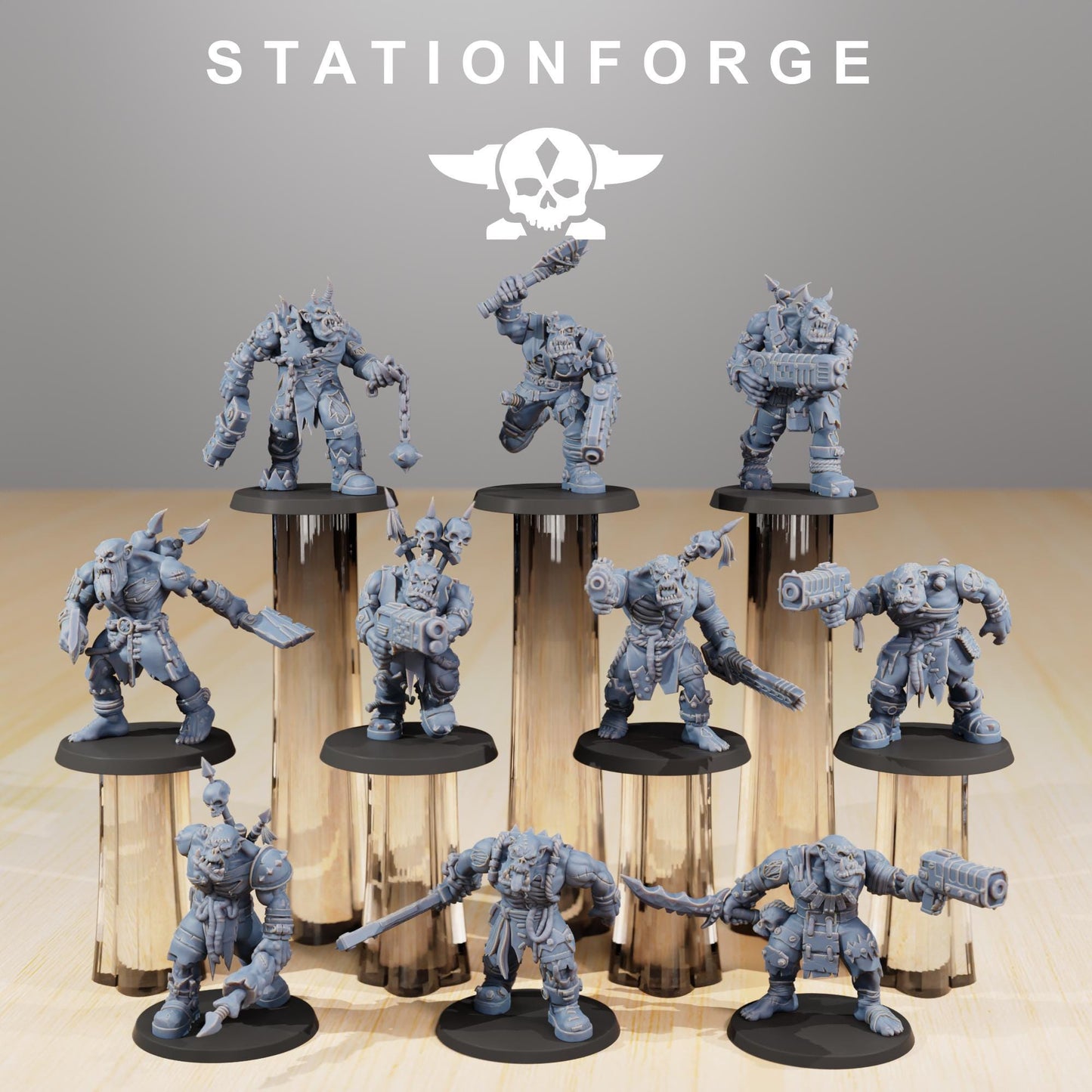 Orkaz Plague Spreadaz by Station Forge 28mm Heroic Scale Miniature, 38mm tall, 10 Units, Proxy, Grimdark, Sci-Fi, OPR, Orcs